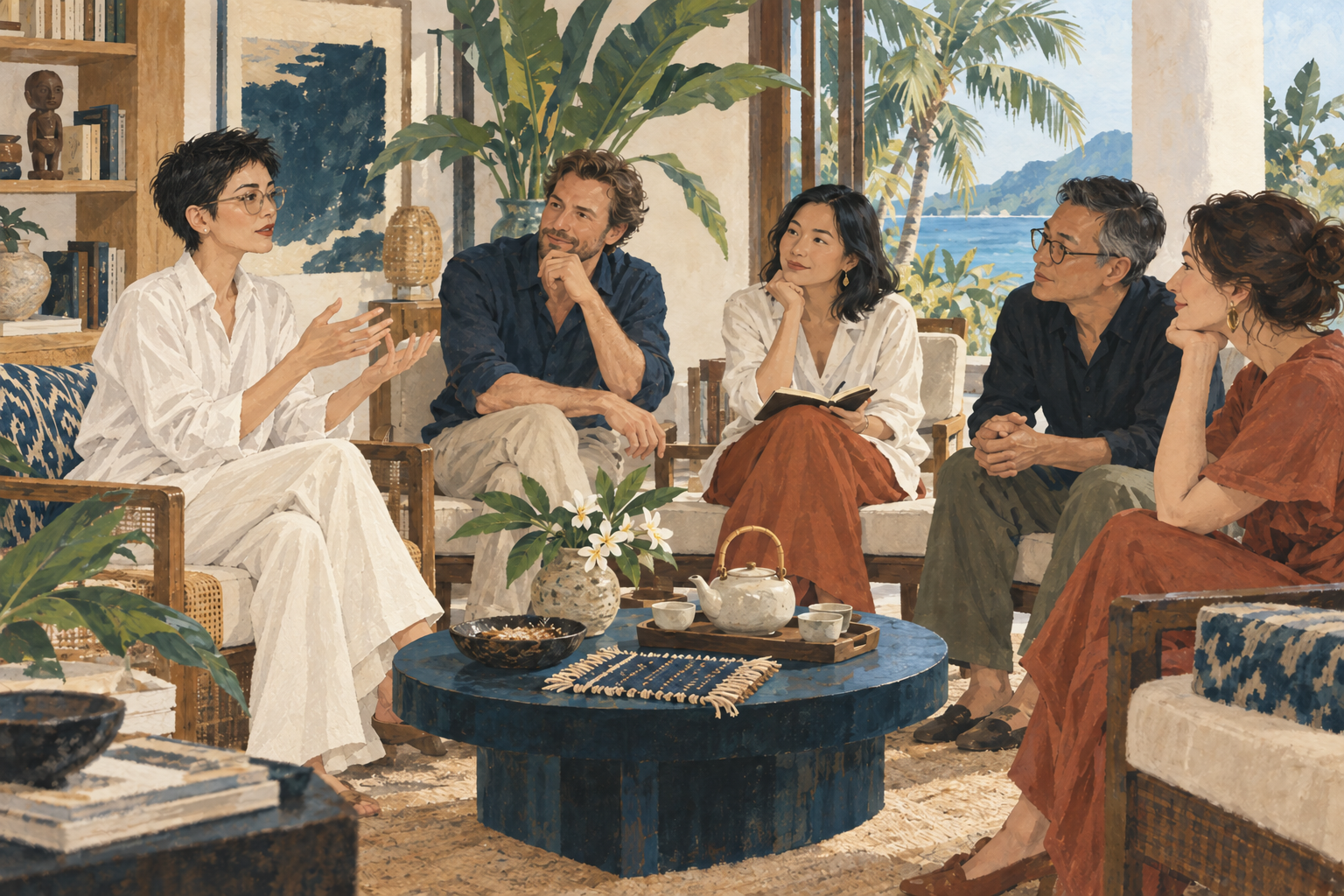 Illustration of a small cultural salon