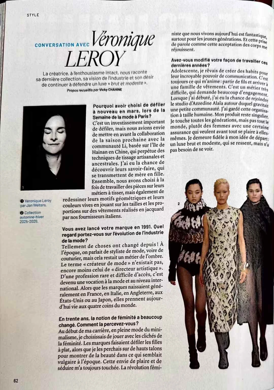 French interview page titled Conversation avec Véronique Leroy
